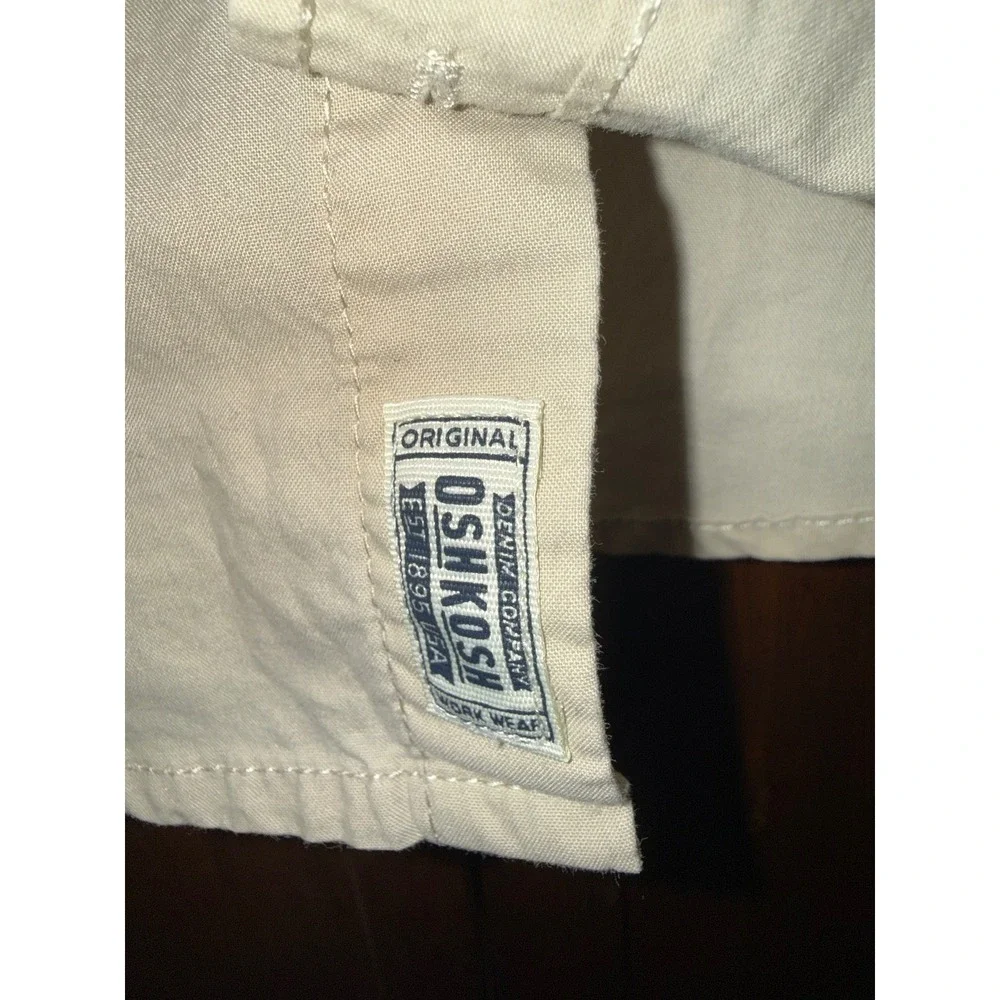 OshKosh Bgosh Boys Tan Khaki Short Sleeve Button Down Shirt 4T Workwear Style